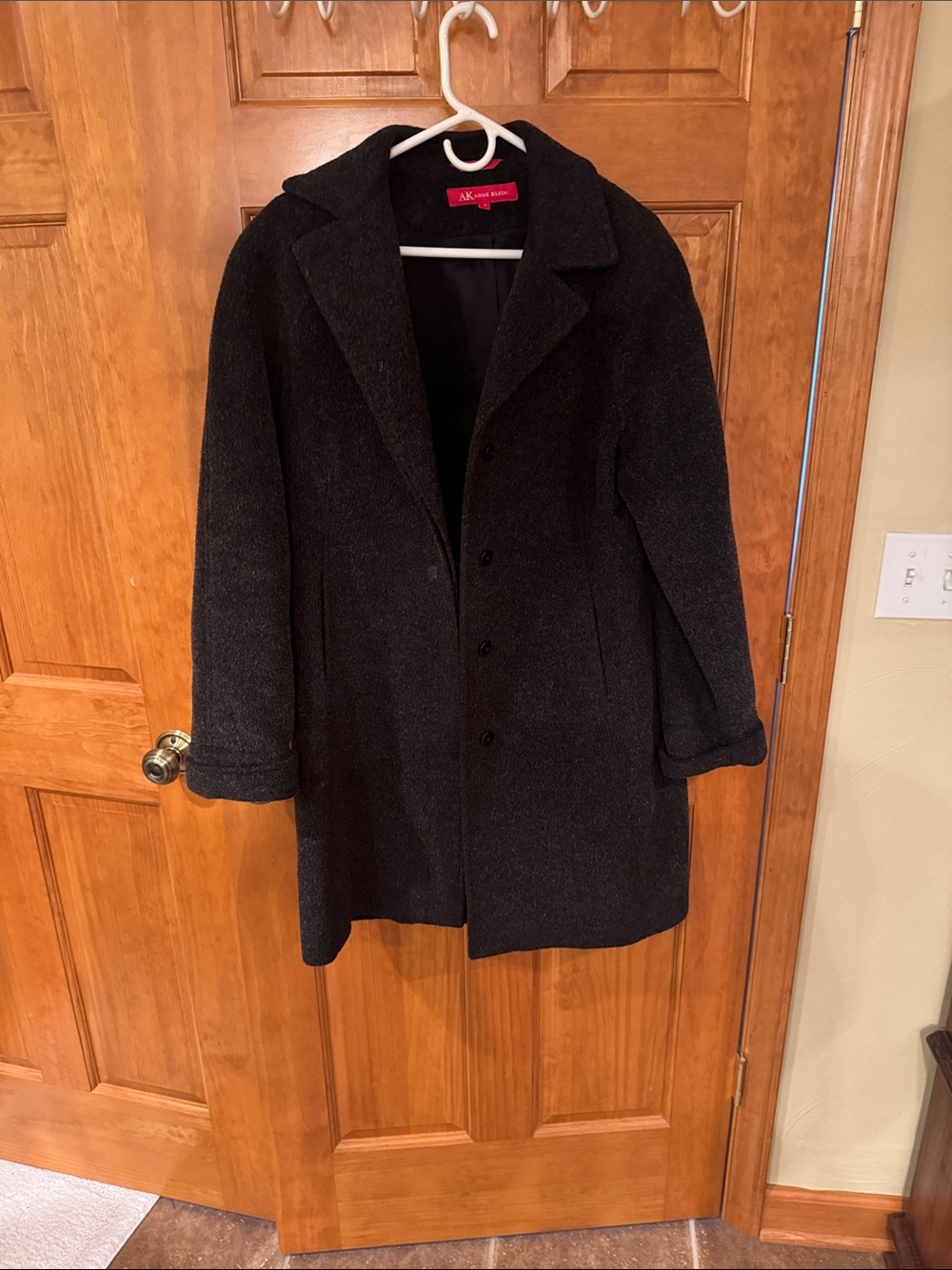 Anne Klein Black Women's Wool-Blend Pea Coat